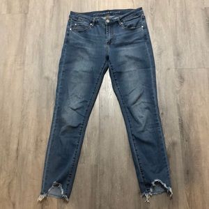 Fun, distressed bottoms, cropped jeans